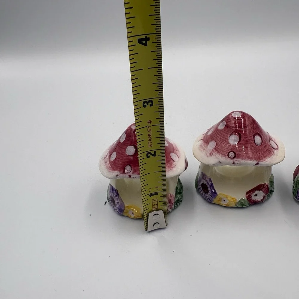 Vintage Merc Asia Mushroom Napkin Rings Bunny Rabbit Garden Party Set Of 4